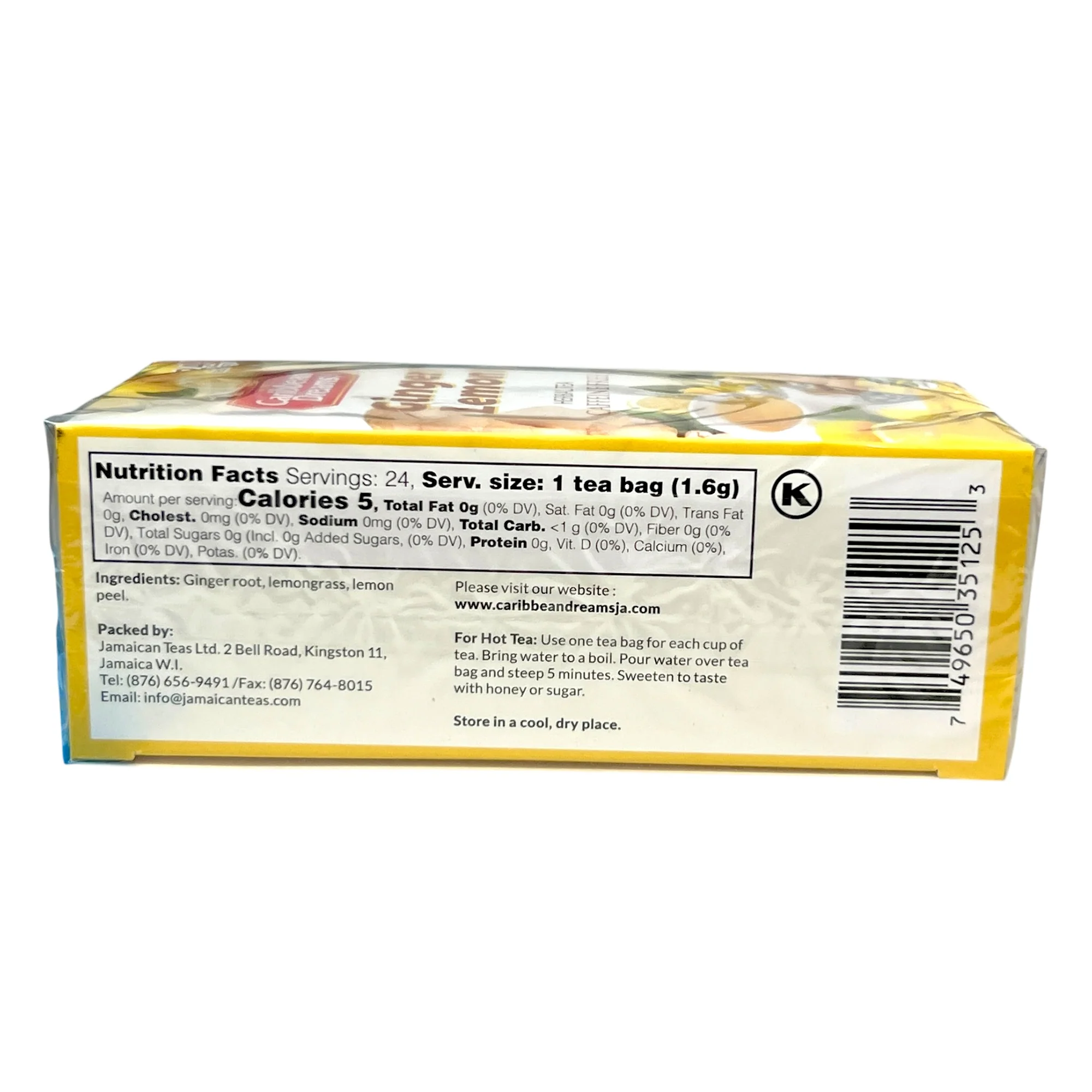 Caribbean Dreams Lemon Ginger 24 Tea Bags 38.4 G (1.34 0Z) - Image 2