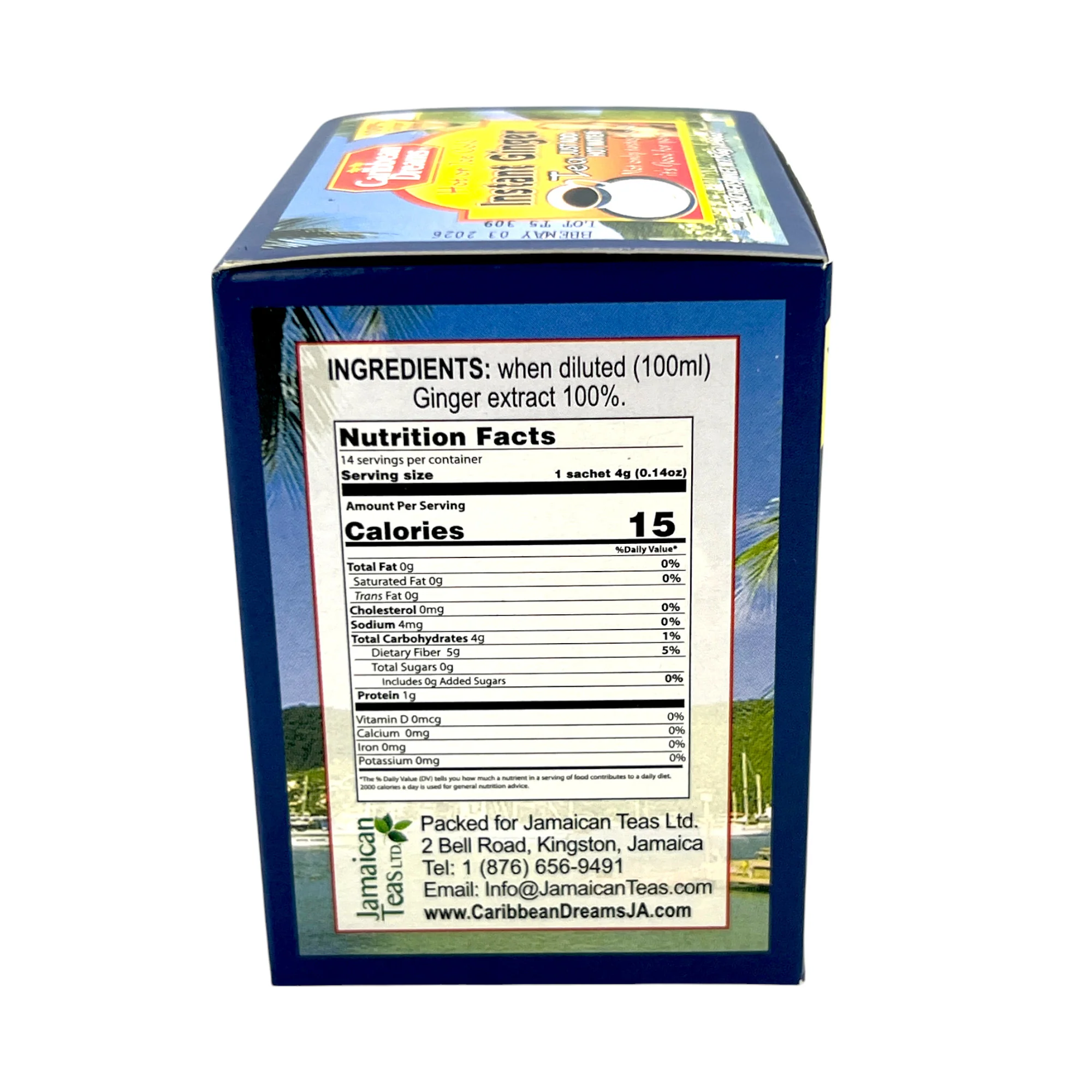 Caribbean Dreams Instant Ginger Tea (Unsweet) 14 Sachets - Image 3