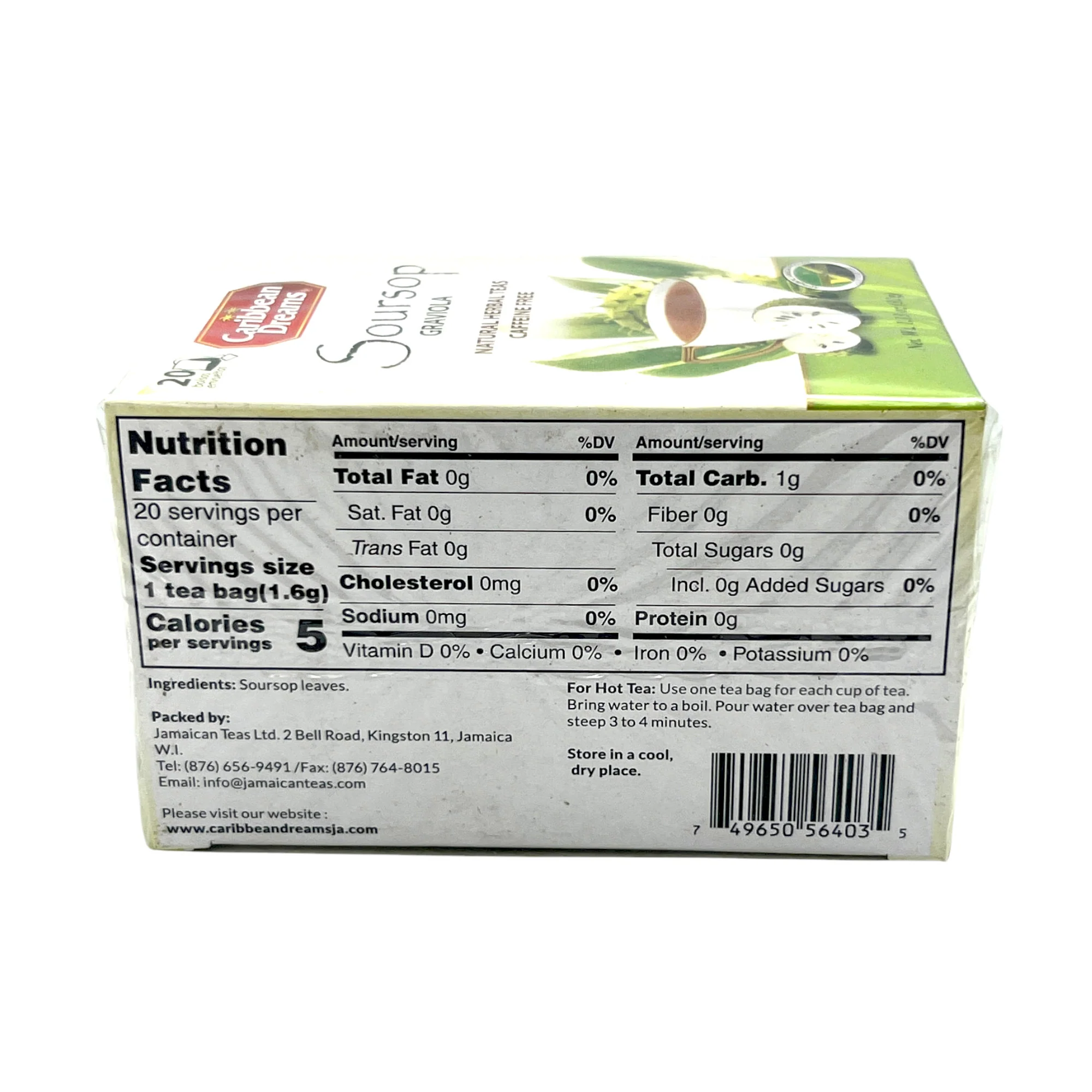 Caribbean Dreams Soursop Tea (20 Sachets) 1.13 Oz (32 G) - Image 2