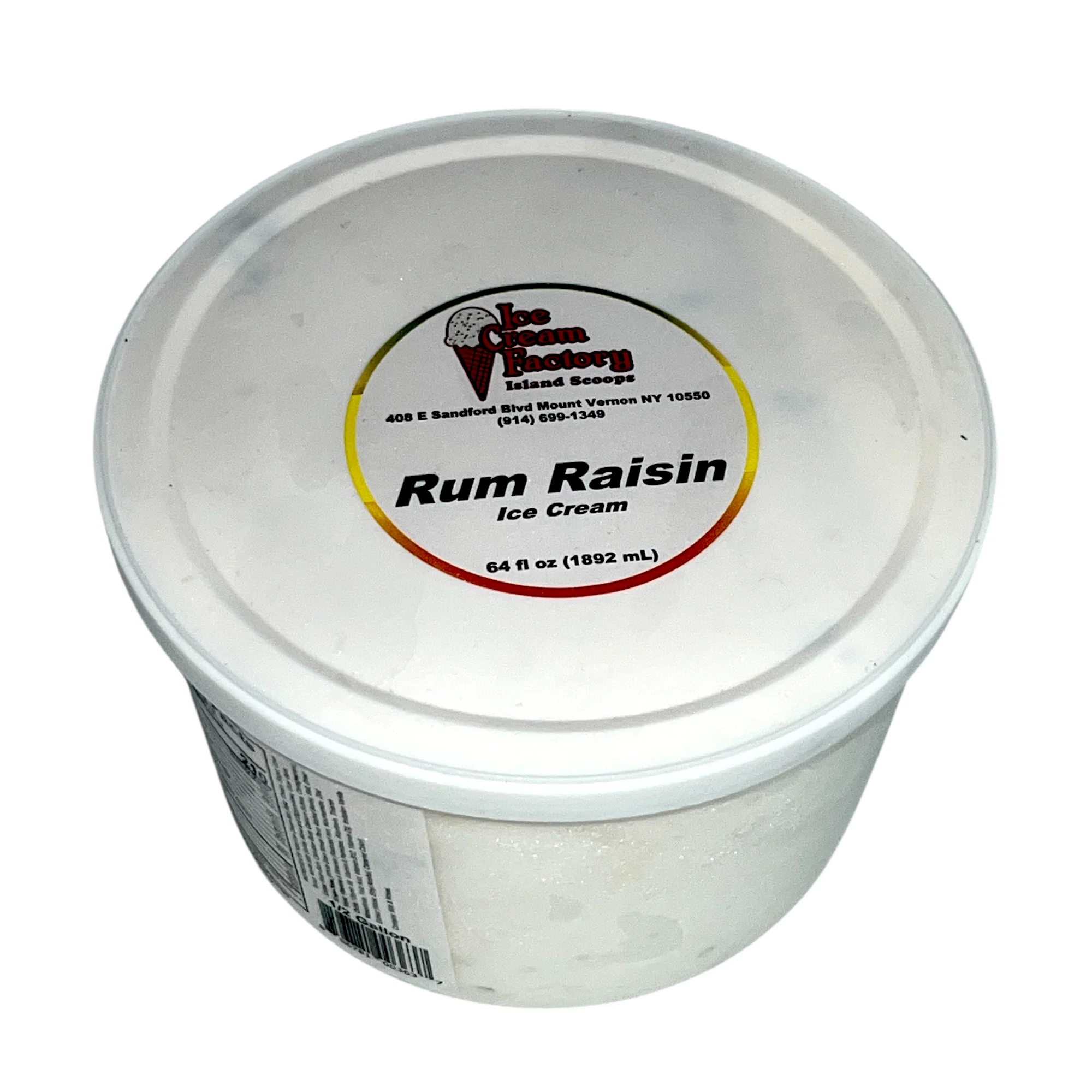 Ice Cream Factory Rum Raisin 64 Oz 1/2 Gallon
