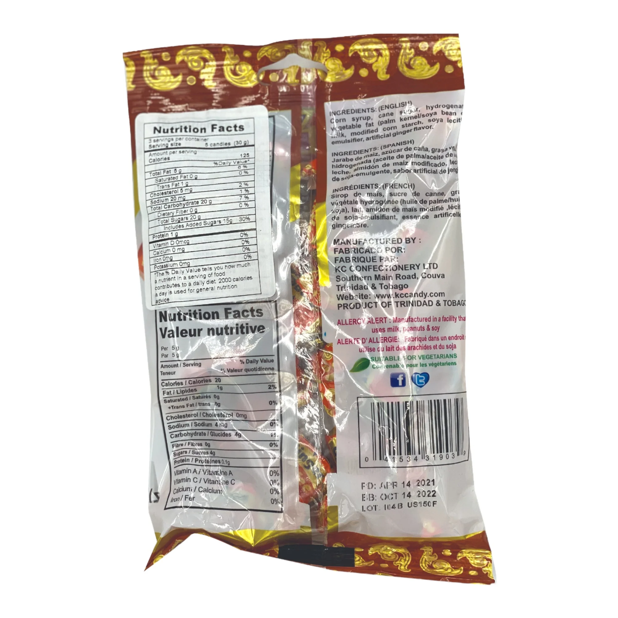 Kc Candy Ginger Toffees 3.2 Oz (90 G) - Image 2