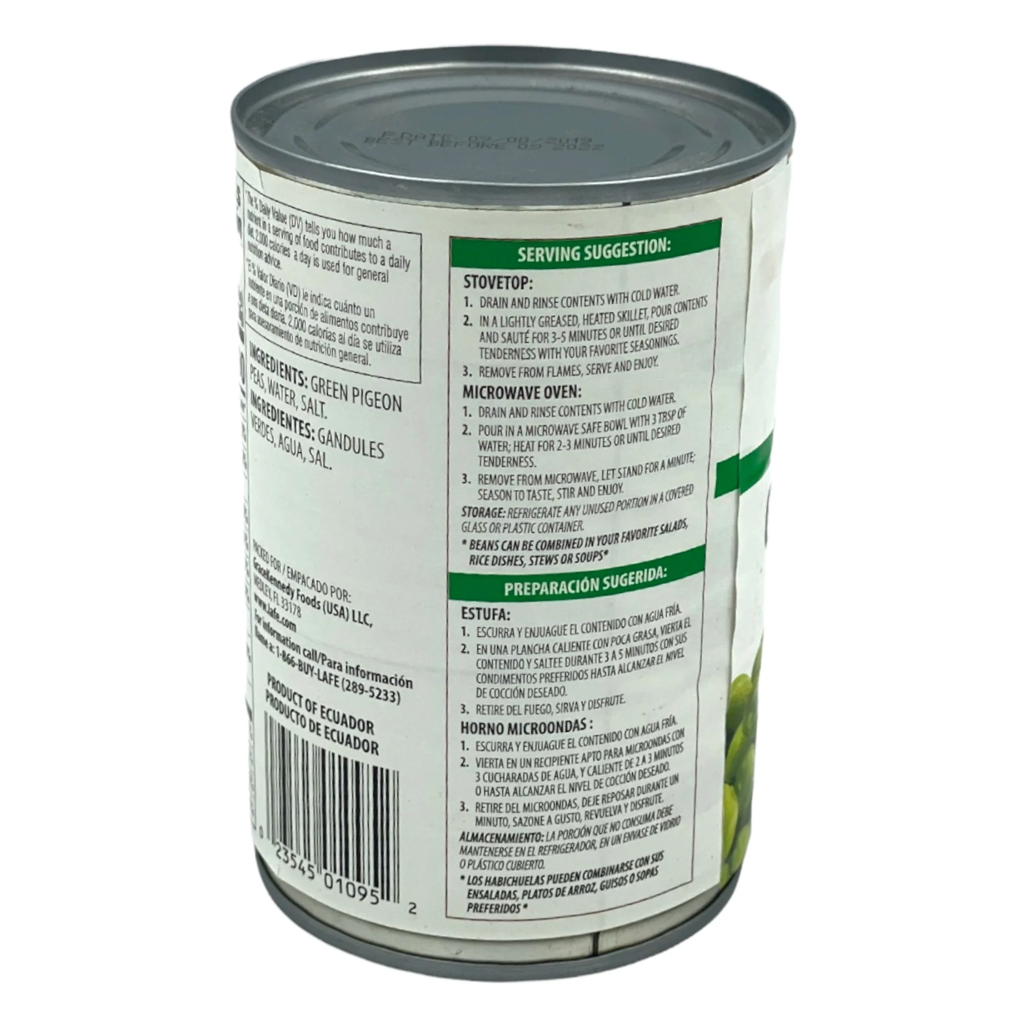 La Fe Green Pigeon Peas 15 Oz - Image 3