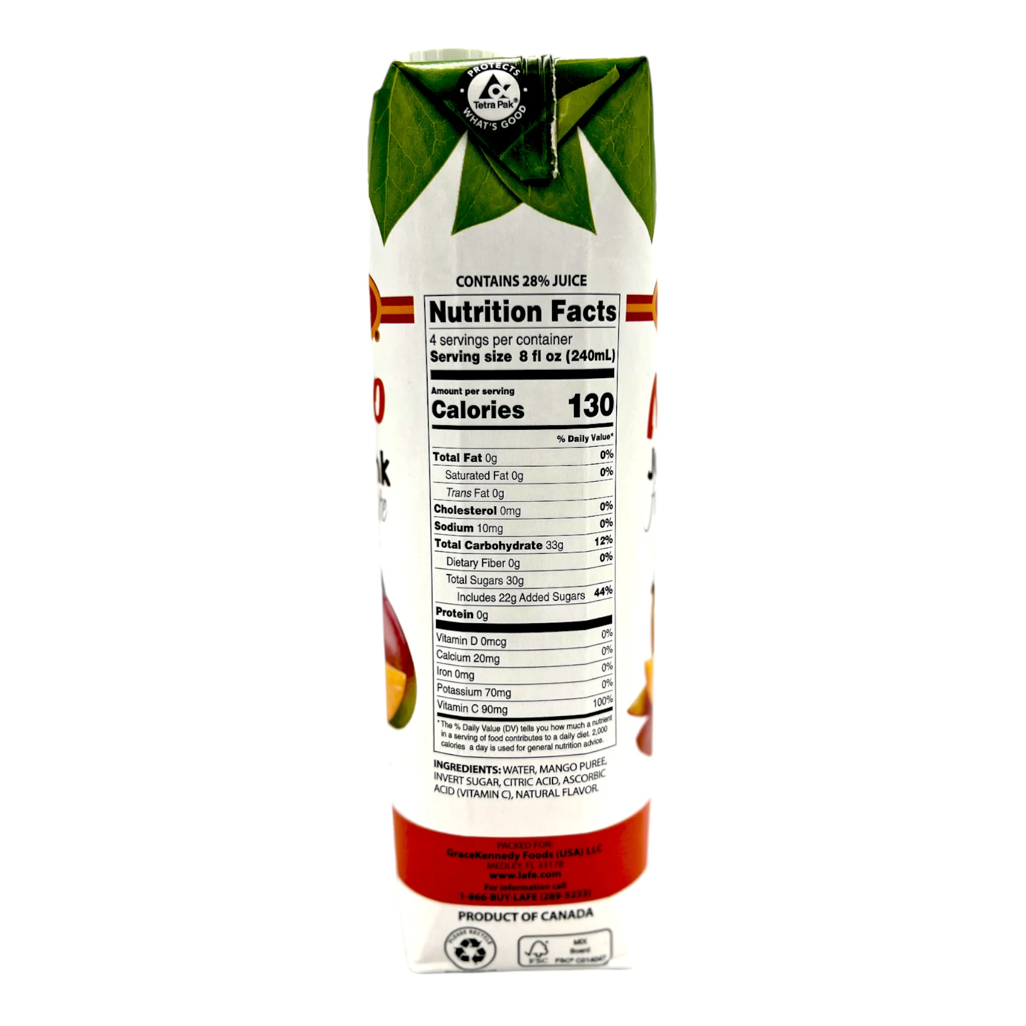La Fe Mango Juice Drink 33.8 OZ - Image 3