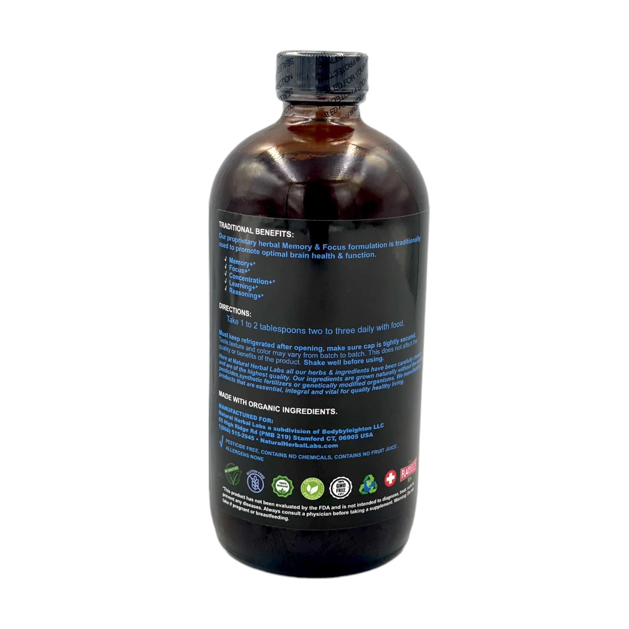 Natural Herbal Labs Memory & Focus Brain Health Formula 16 Oz. - Image 3