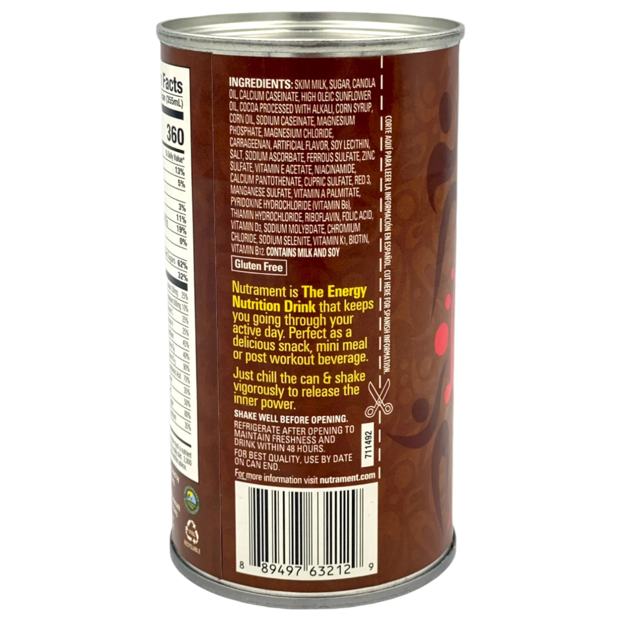 Nutrament Chocolate Energy Nutrition Drink 11 Fl Oz - Image 2